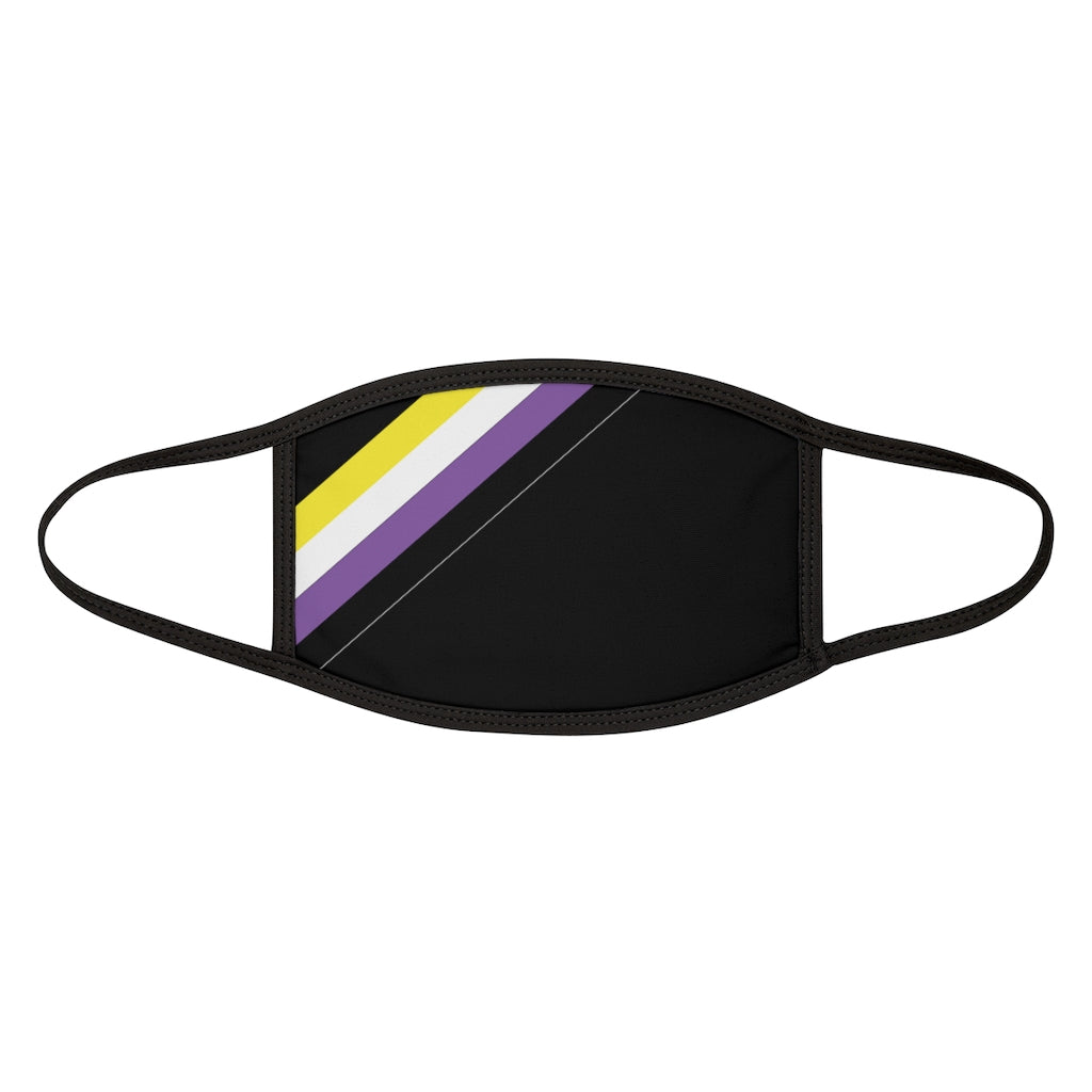 Black Fabric Face Mask with Non-Binary Pride Stripes