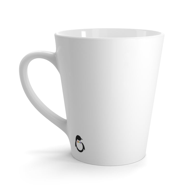 White Mug - enGAYged in Gray and LGBTQ+ Rainbow Block Letters - Back View - Small Dash of Pride Penguin Logo