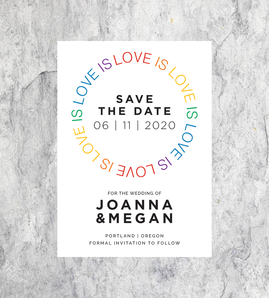 LGBTQ Rainbow Love is Love Wedding Save the Date