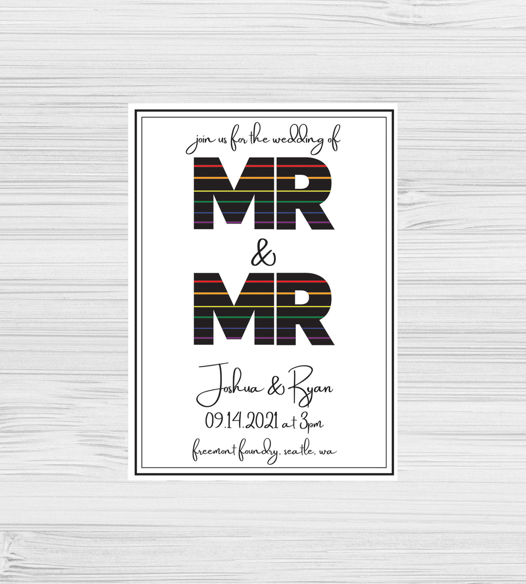 LGBTQ+ Gay Rainbow Wedding Invitations