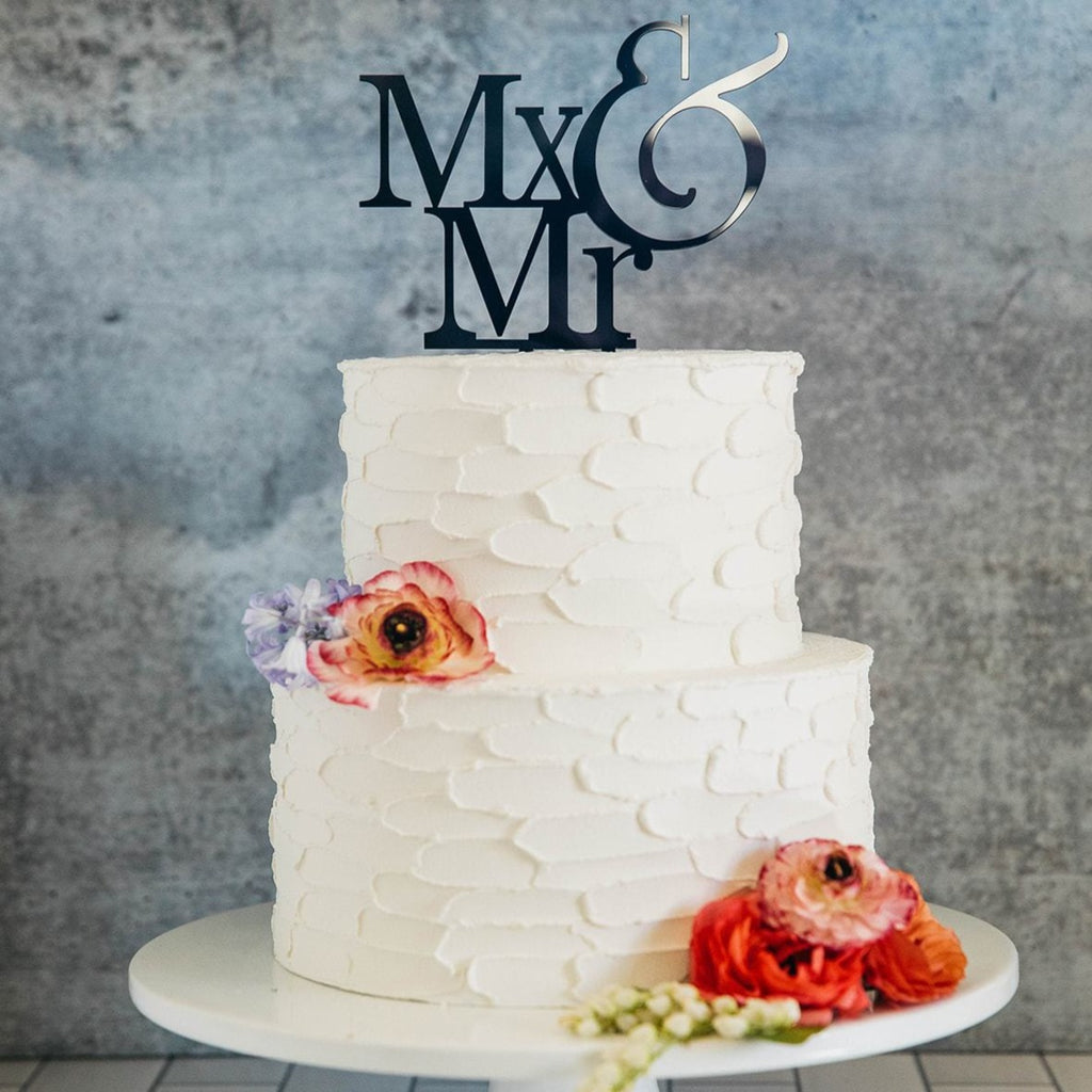 Non-Binary Mx&Mr Black Wedding Cake Topper 