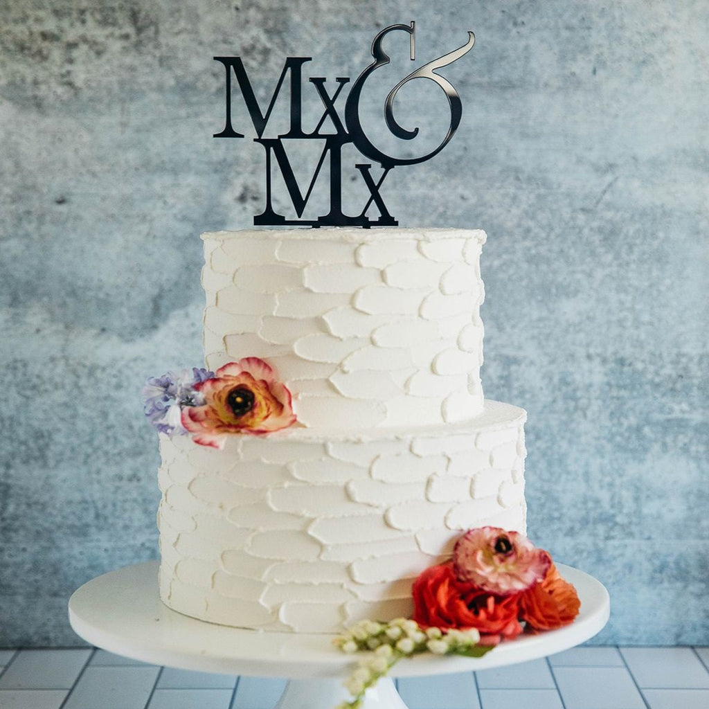 Non-Binary Mx&Mx Black Wedding Cake Topper 