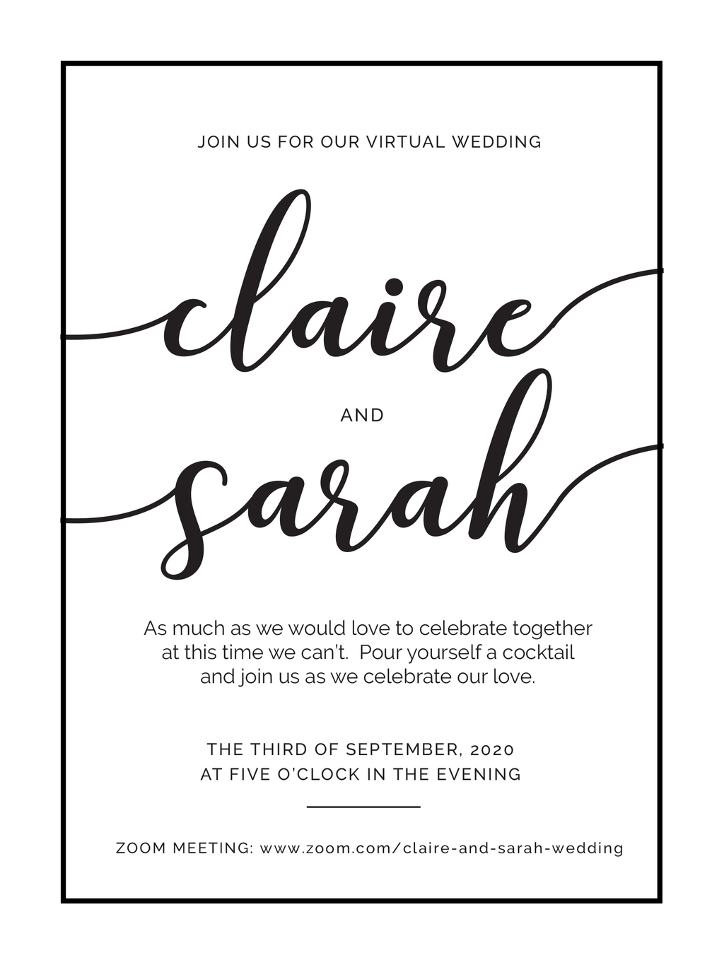 LGBTQ+ Virtual Classic Wedding Invitation