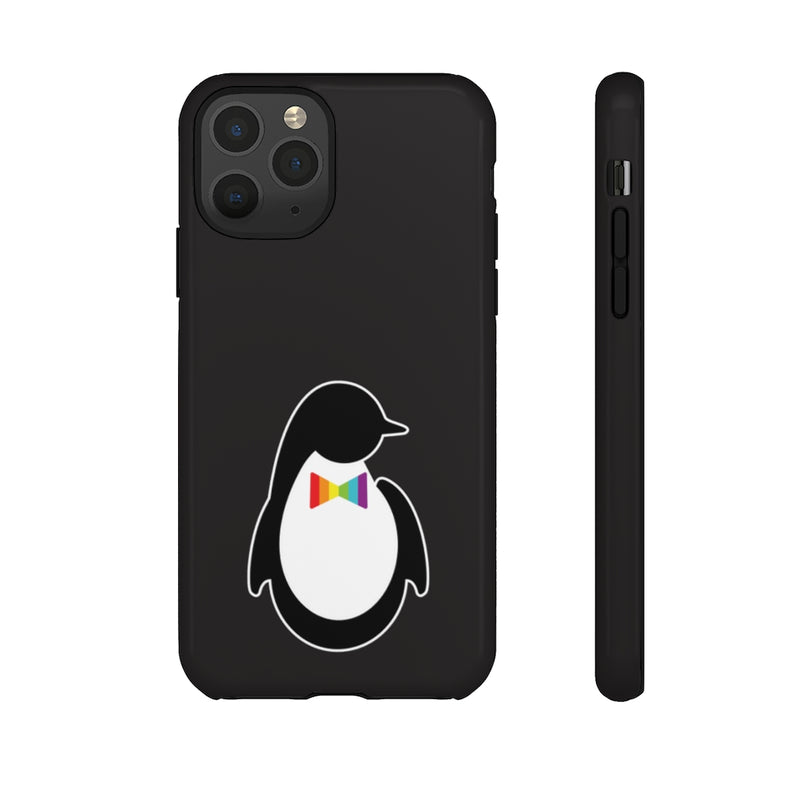 iPhone 11 Pro Glossy Black Phone Case with Dash of Pride Penguin Logo - Back and Side View
