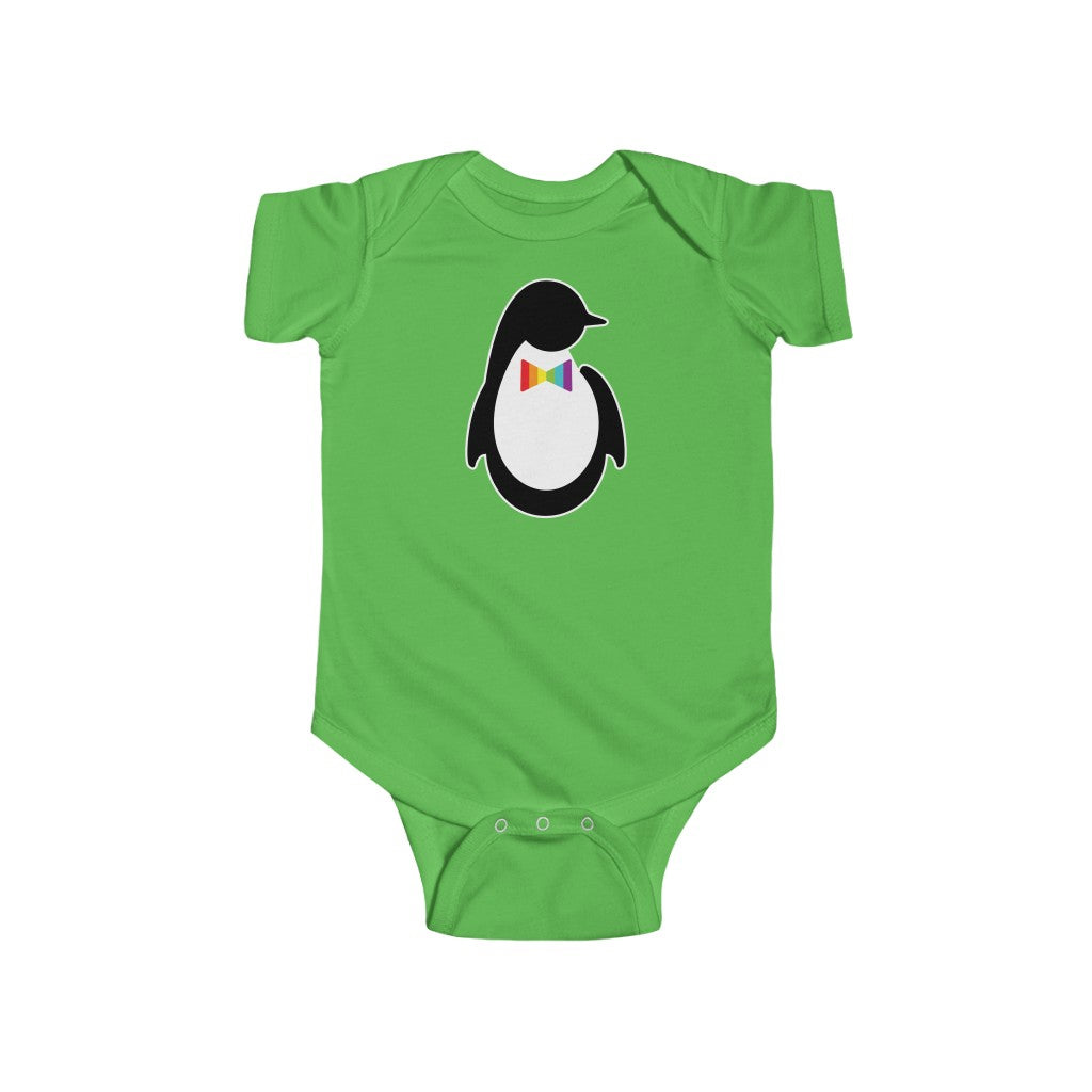 Apple Green Infant Bodysuit with Dash of Pride Penguin Logo
