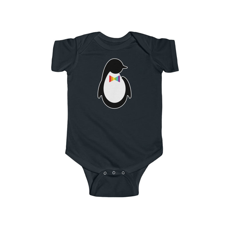 Black Infant Bodysuit with Dash of Pride Penguin Logo