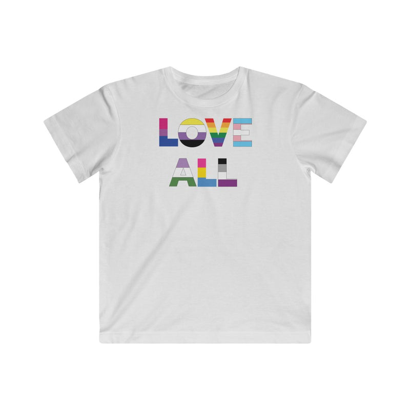 LGBTQ+ Pride Flag Colors - Love All - White Kids Tee