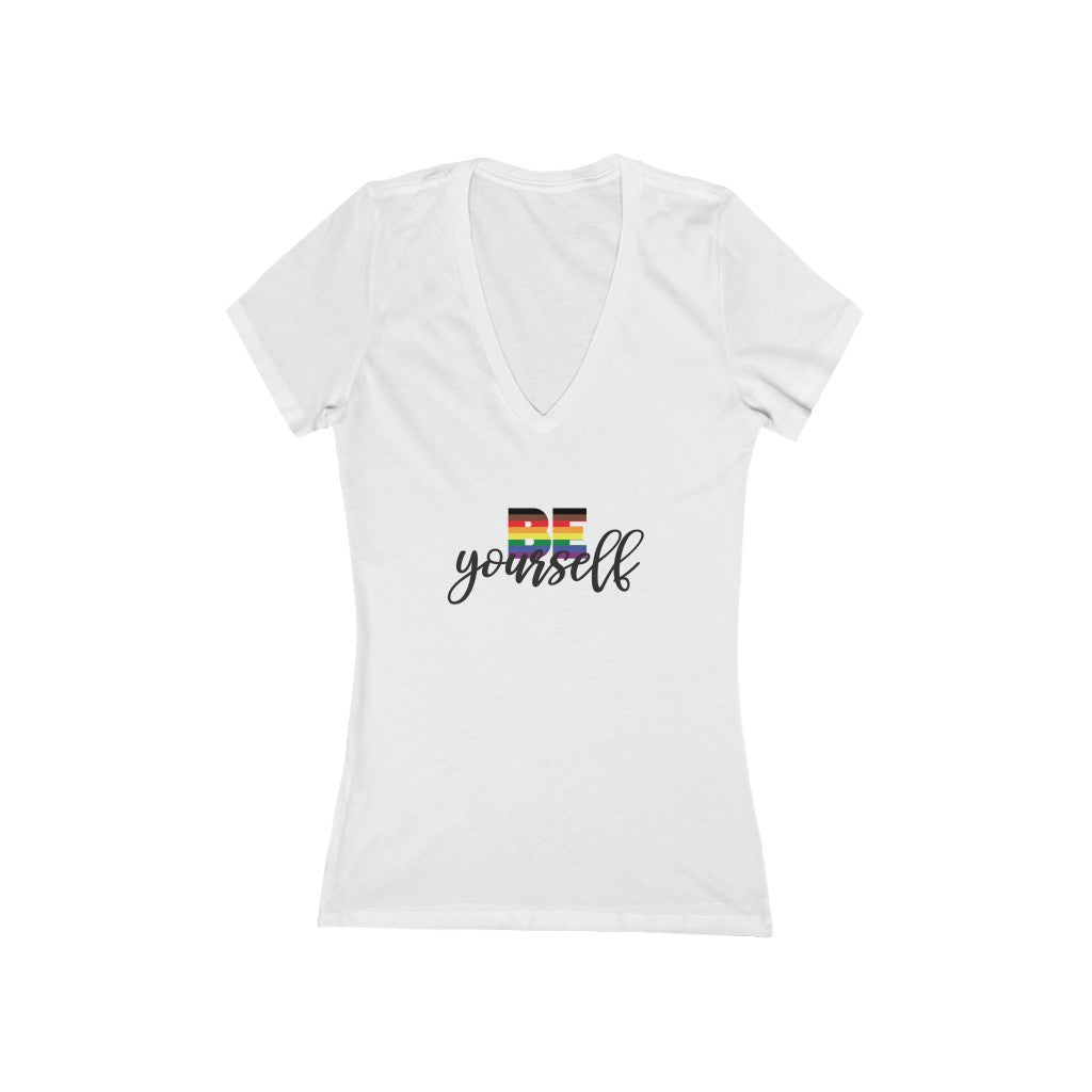 BE Yourself Rainbow Pride Deep V-Neck T-shirt
