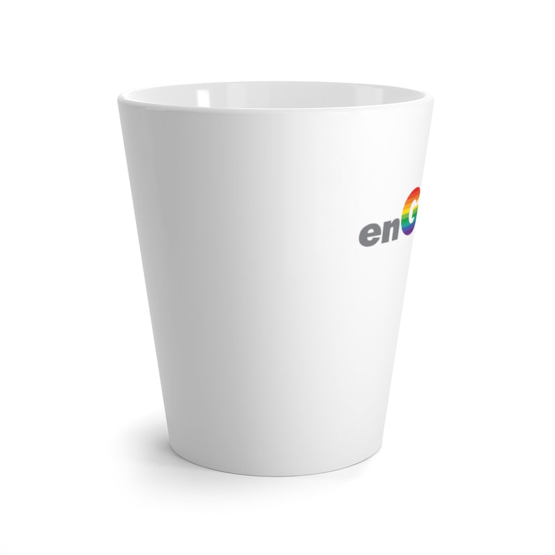 White Mug - enGAYged in Gray and LGBTQ+ Rainbow Block Letters - Side View