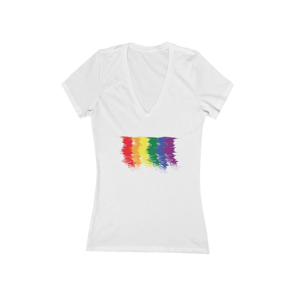 Rainbow Scribble Pride Deep V-Neck T-shirt