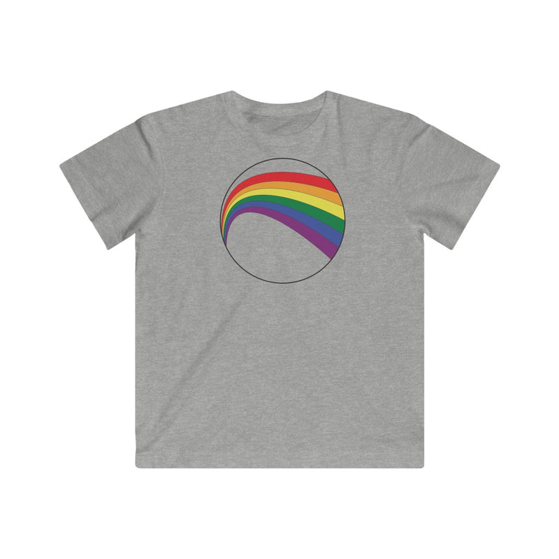 Heather Grey Kids Crewneck Tshirt with LGBT Rainbow Arc