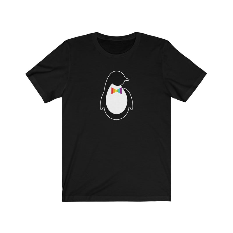 Black Crewneck Tshirt with Dash of Pride Penguin Logo