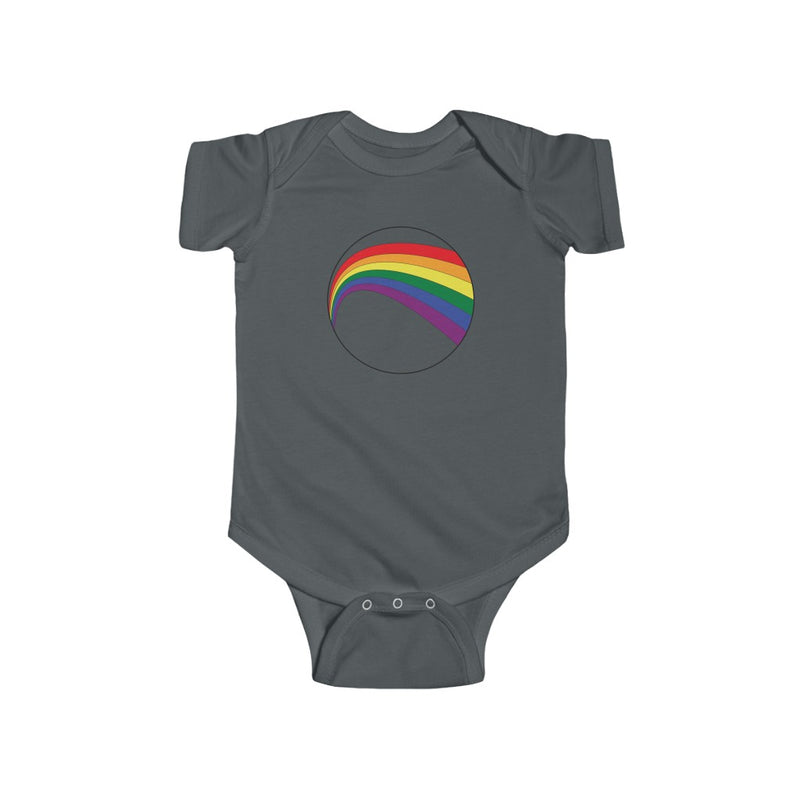 Charcoal Grey Infant Bodysuit with LGBT Rainbow Arc