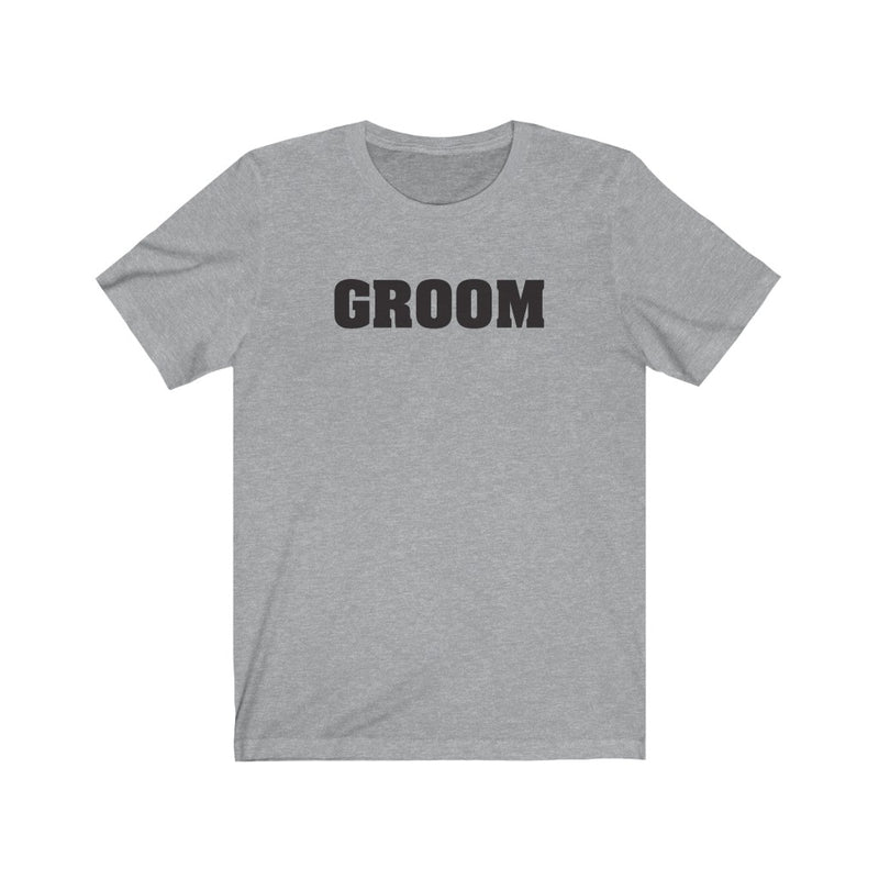 Wedding Day Athletic Heather Grey Crewneck Tshirt with Groom in Black Block Letters