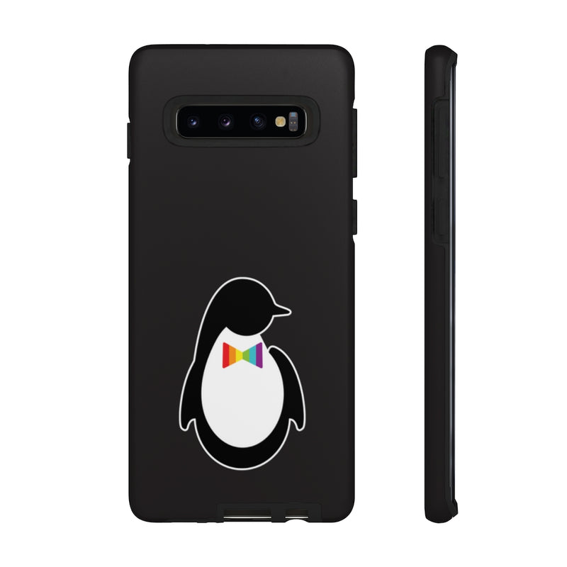 Samsung Galaxy S10 Matte Black Phone Case with Dash of Pride Penguin Logo - Back and Side View