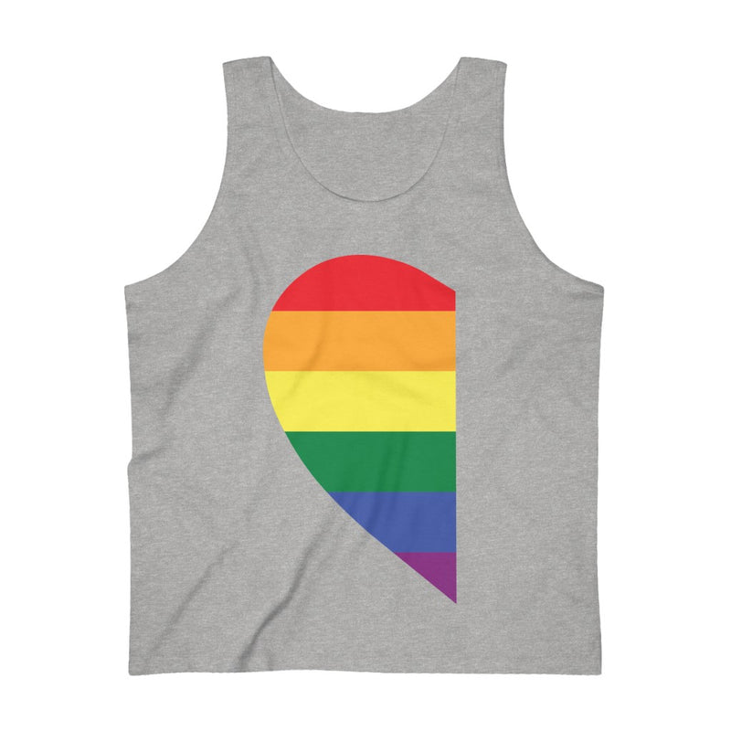 Sport Grey Unisex Crewneck Tank Top - Left Half of LGBTQ+ Rainbow Pride Heart
