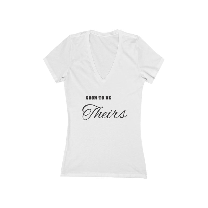 White Fitted V-Neck Tshirt - Soon To Be Theirs in Black Text