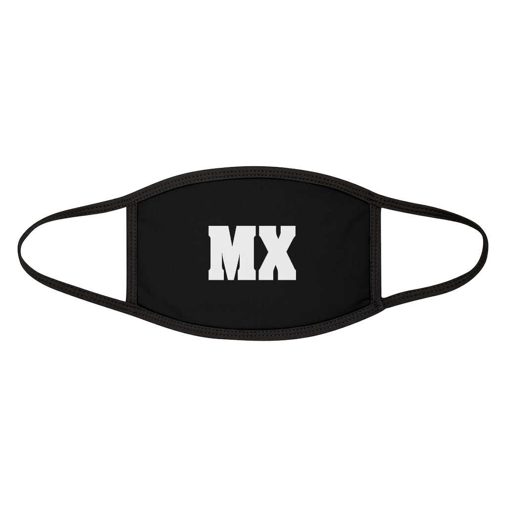 Black Fabric Face Mask with Mx in White Block Letters