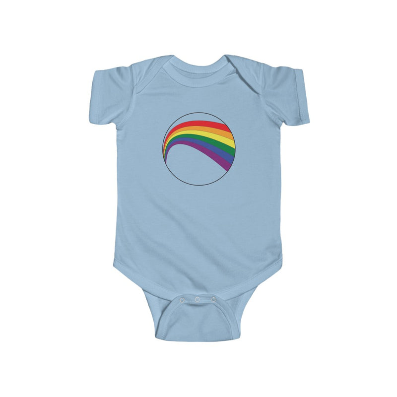 Light Blue Infant Bodysuit with LGBT Rainbow Arc