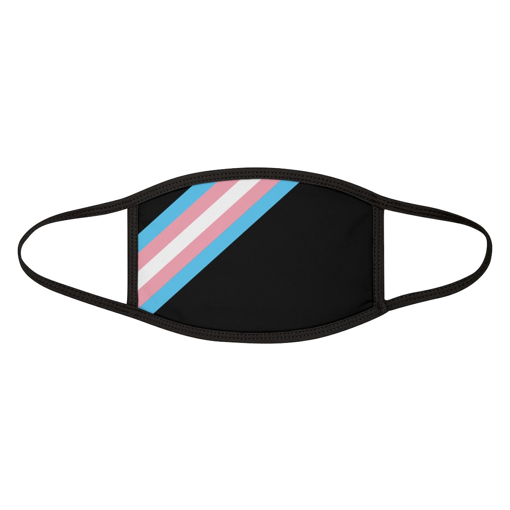 Black Fabric Face Mask with Transgender Pride Stripes