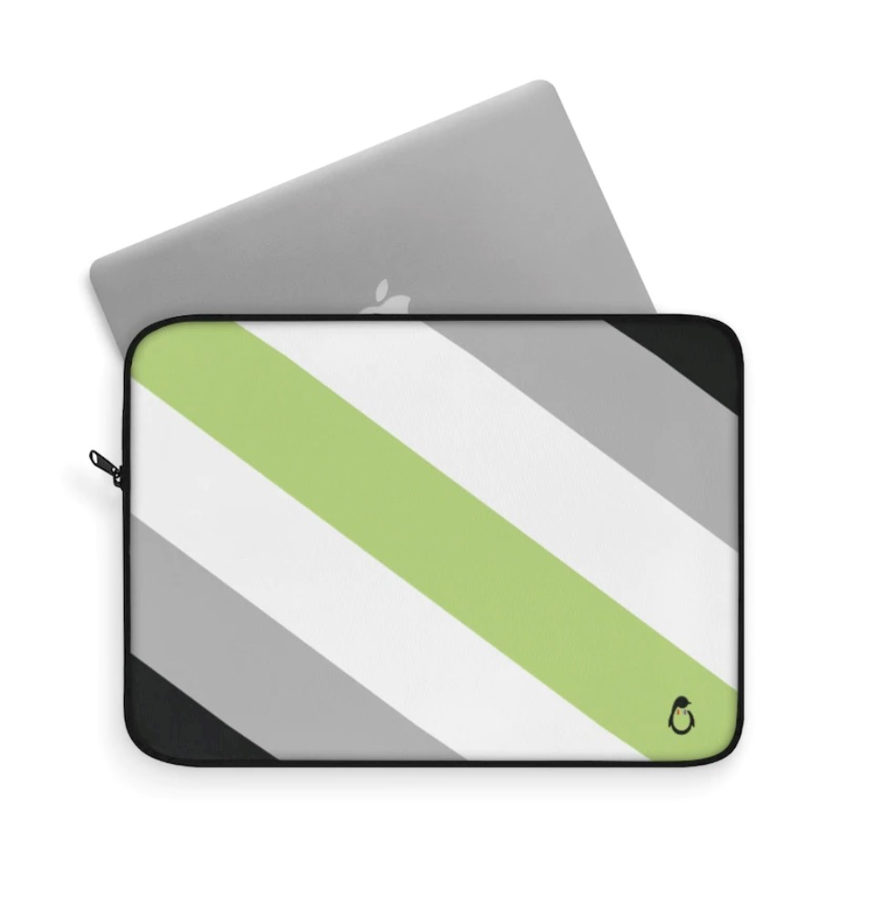 LGBTQ+ Pride Agender Stripe Laptop Sleeve - Laptop Peeking Out