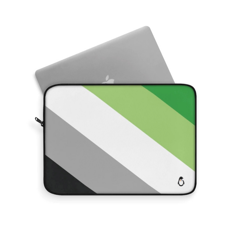 LGBTQ+ Pride Aromantic Stripe Laptop Sleeve - Laptop Peeking Out