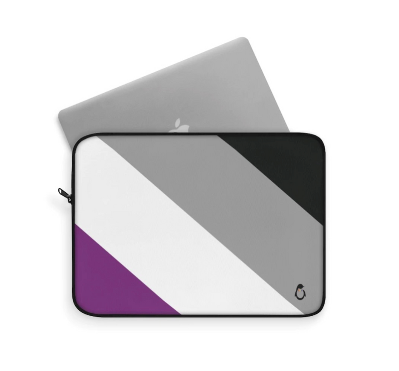 LGBTQ+ Pride Asexual Stripe Laptop Sleeve - Laptop Peeking Out