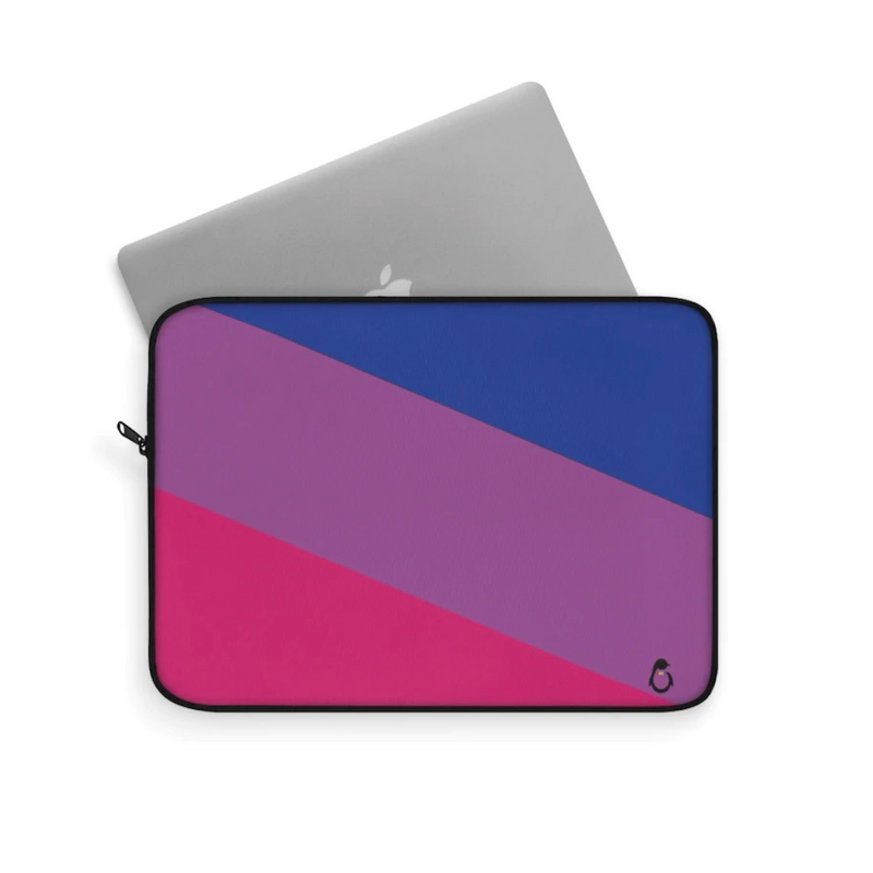 LGBTQ+ Pride Bisexual Stripe Laptop Sleeve - Laptop Peeking Out
