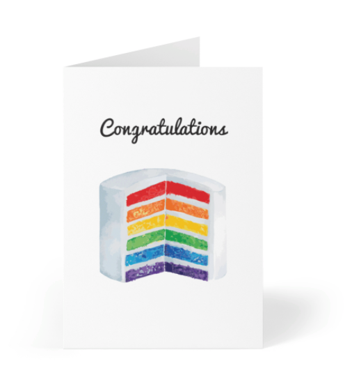 Congratulations Rainbow Cake LGBT Greeting Card