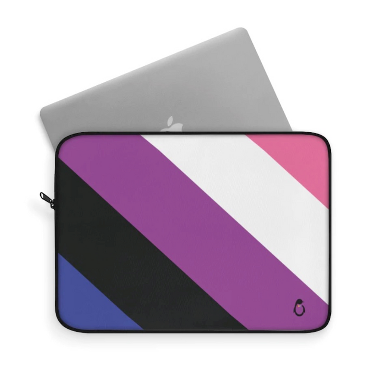 LGBTQ+ Pride Genderfluid Stripe Laptop Sleeve - Laptop Peeking Out
