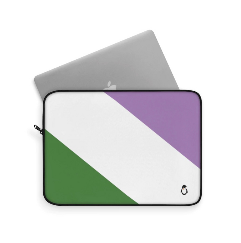LGBTQ+ Pride Genderqueer Stripe Laptop Sleeve - Laptop Peeking Out