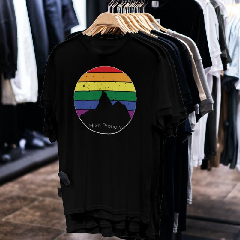 Hike Proudly Rainbow Mountain LGBTQ+ Tee - Black