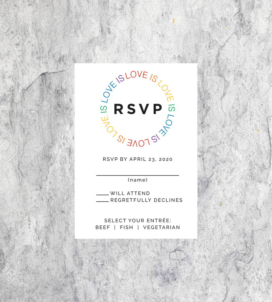 LGBTQ Rainbow Love is Love Wedding RSVP