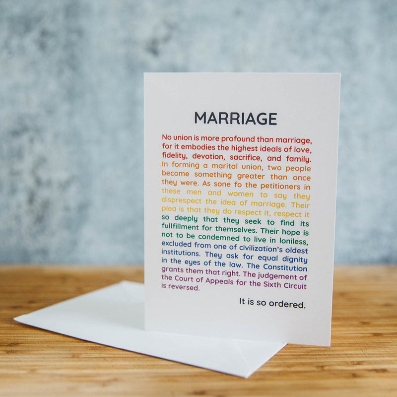 Rainbow Marriage Supreme Court Decision  LGBTQ+ Wedding Greeting Card
