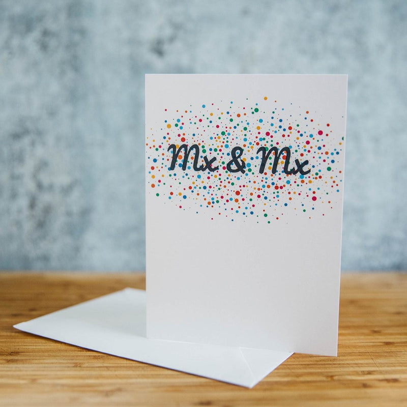 Mx & Mx Rainbow Pride Dots - Non-Binary Wedding Greeting Card