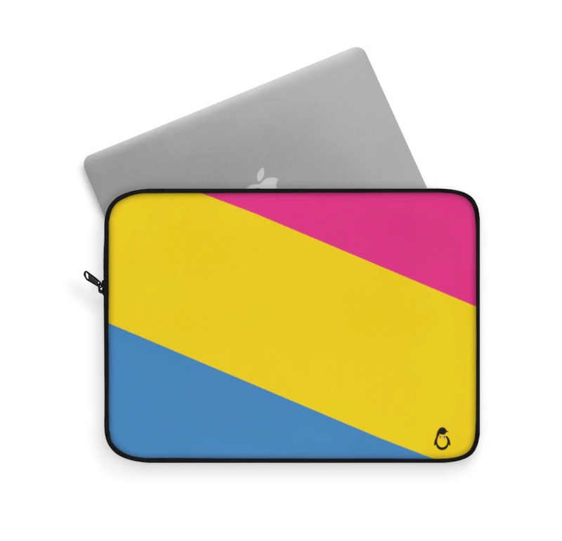 LGBTQ+ Pride Pansexual Stripe Laptop Sleeve - Laptop Peeking Out