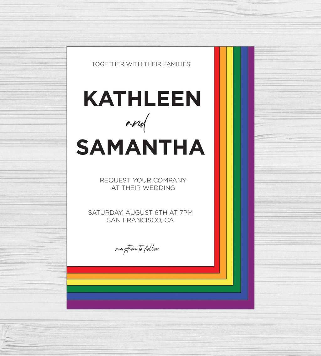 LGBTQ+ Rainbow Wedding Invitations