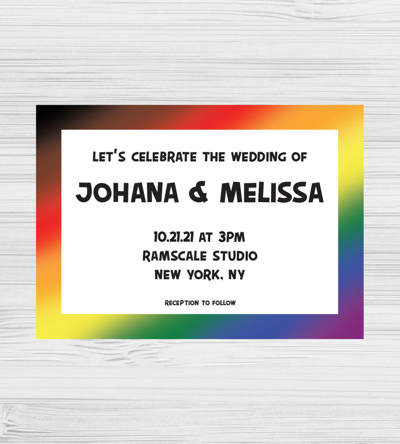 LGBTQ+ Rainbow Wedding Invitation