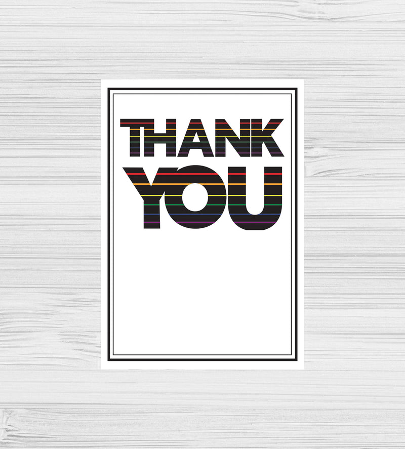 NEW -  Rainbow Striped Thank You Cards