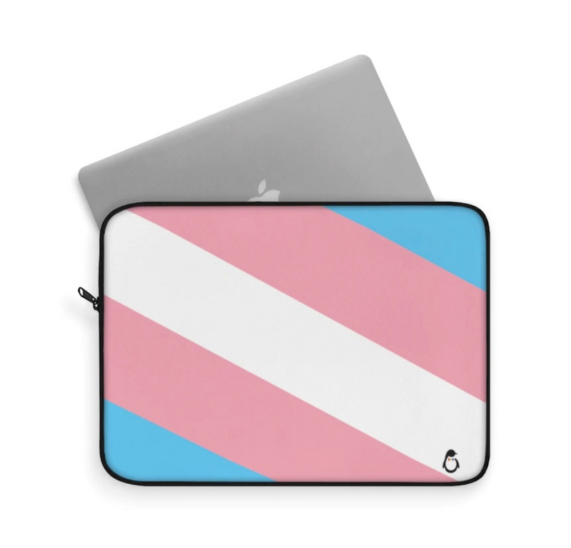 LGBTQ+ Pride Transgender Stripe Laptop Sleeve - Laptop Peeking Out