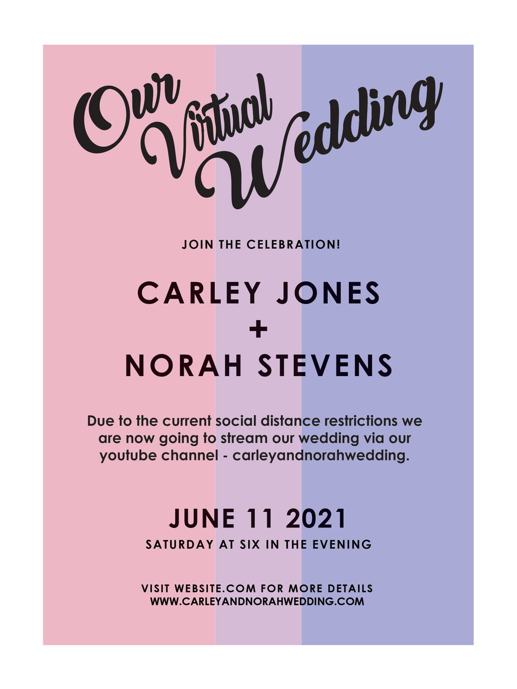 LGBTQ+ Virtual Bi-Sexual Wedding Invitation