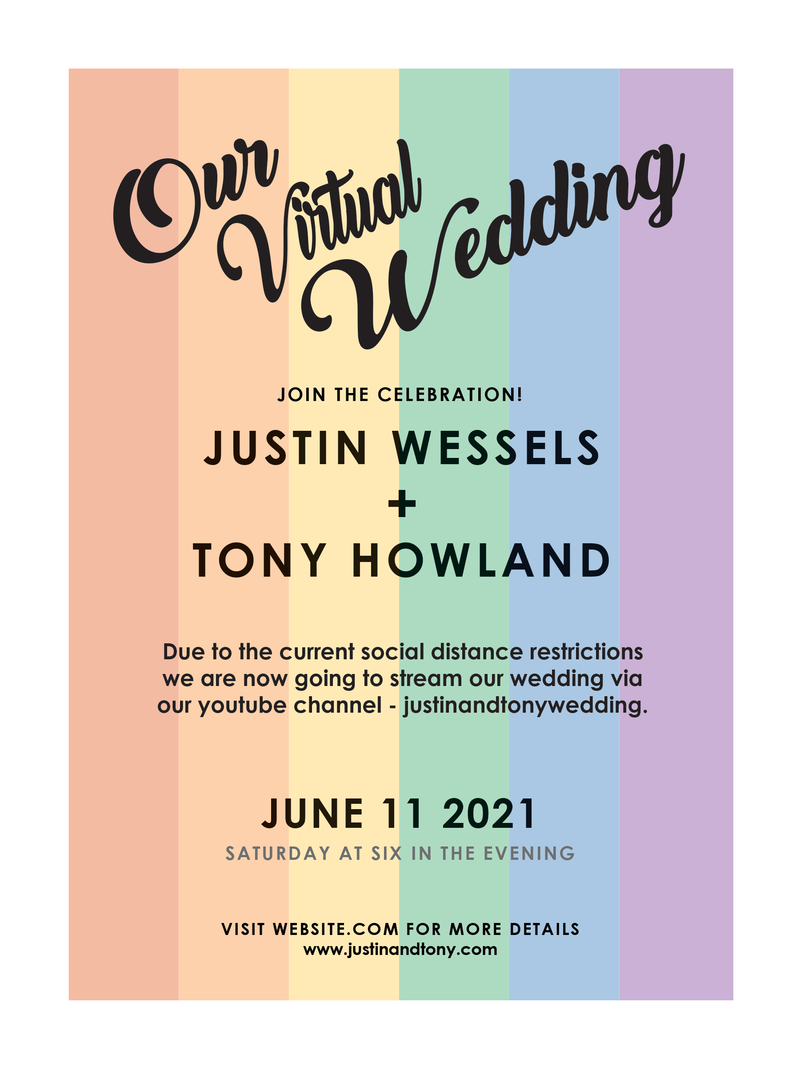 LGBTQ+ Virtual Rainbow Wedding Invitation