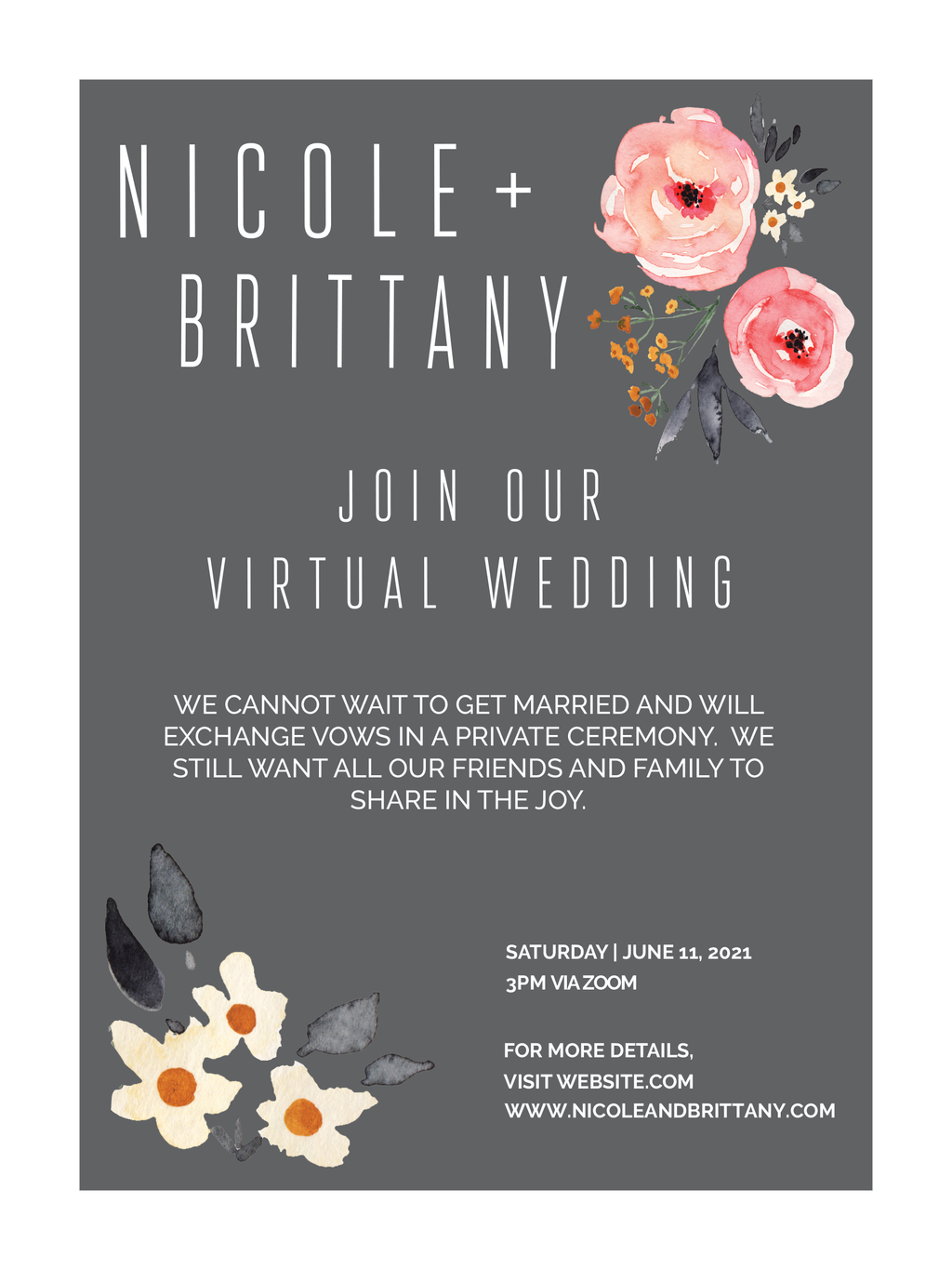 LGBTQ+ Virtual Modern BOHO Wedding Invitation