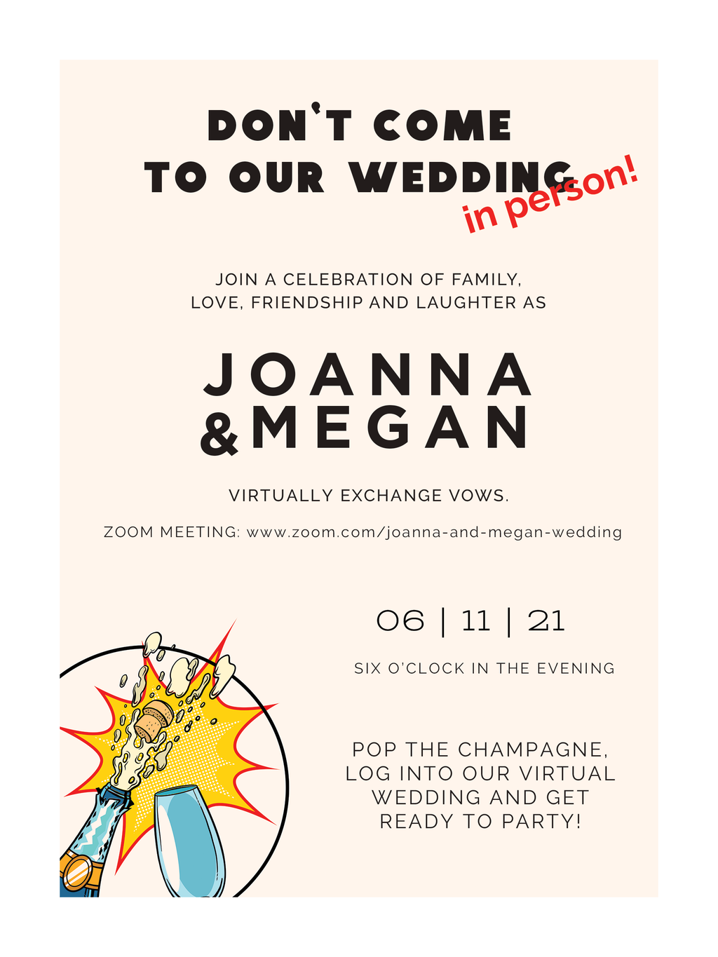 LGBTQ+ Virtual Pop Wedding Invitation