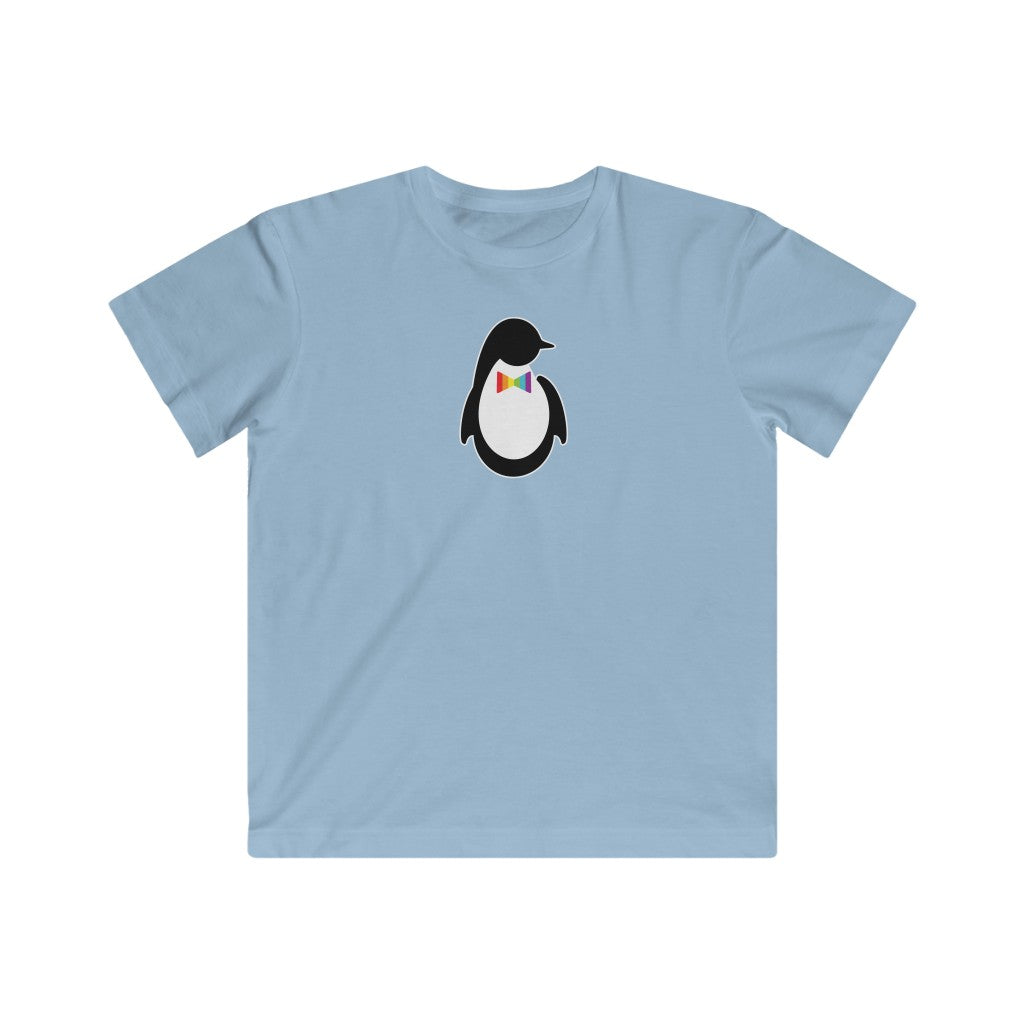 Kids Light Blue Crewneck Tshirt with Dash of Pride Penguin Logo