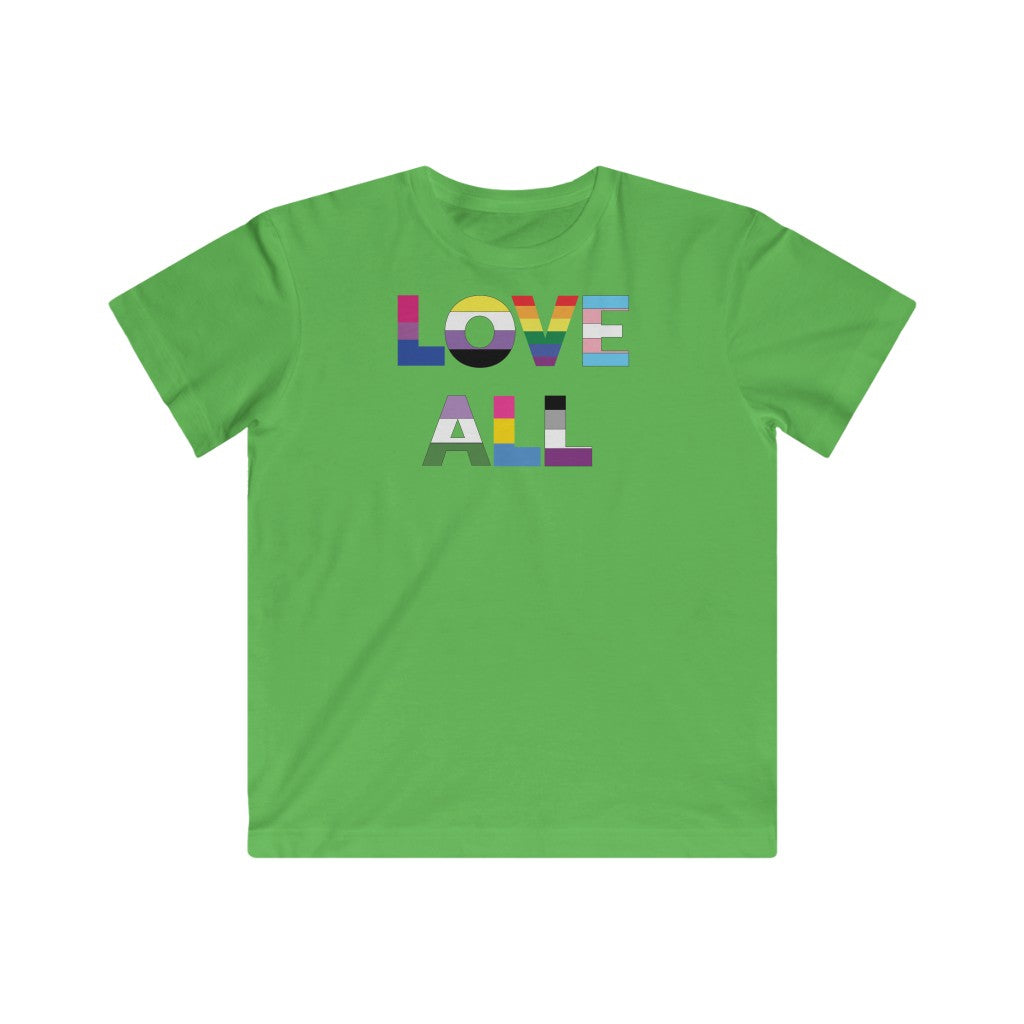 LGBTQ+ Pride Flag Colors - Love All - Green Kids Tee