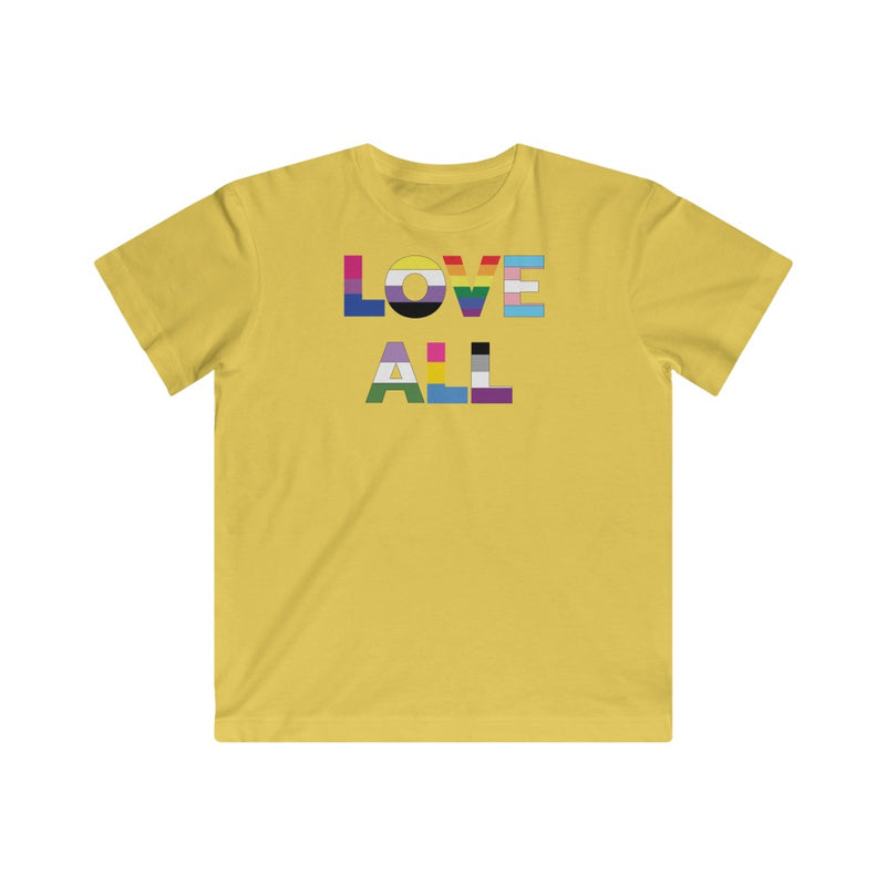 LGBTQ+ Pride Flag Colors - Love All - Yellow Kids Tee