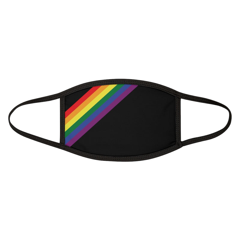 Black Fabric Face Mask with LGBTQ+ Rainbow Pride Stripes