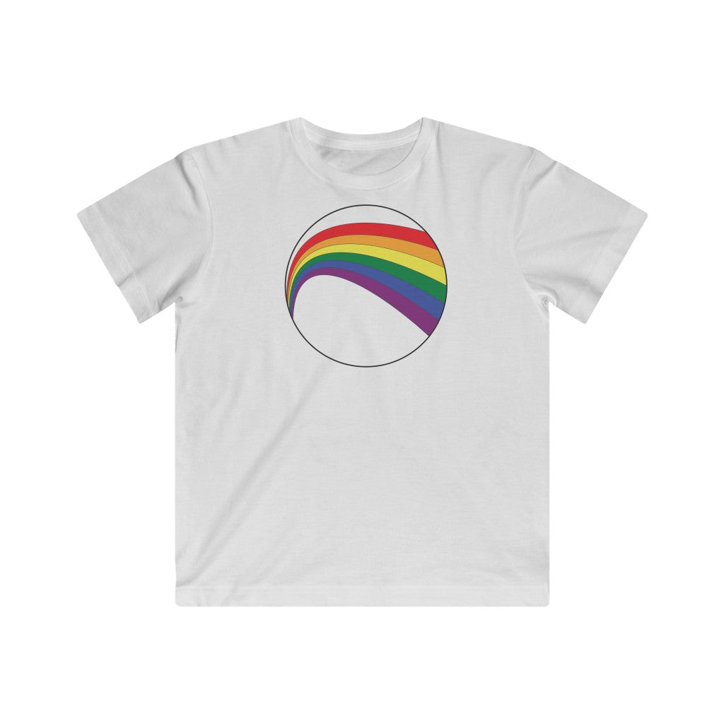White Crewneck Kids Tshirt with LGBT Rainbow Arc