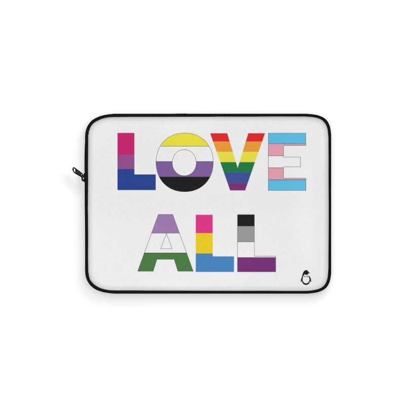 Laptop Sleeve with Love All in LGBTQ+ Rainbow Block Letters